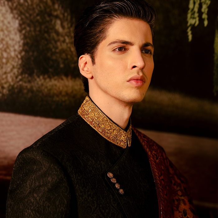 Premium Karandi Jamawar Tap Shoe Embroidered Sherwani