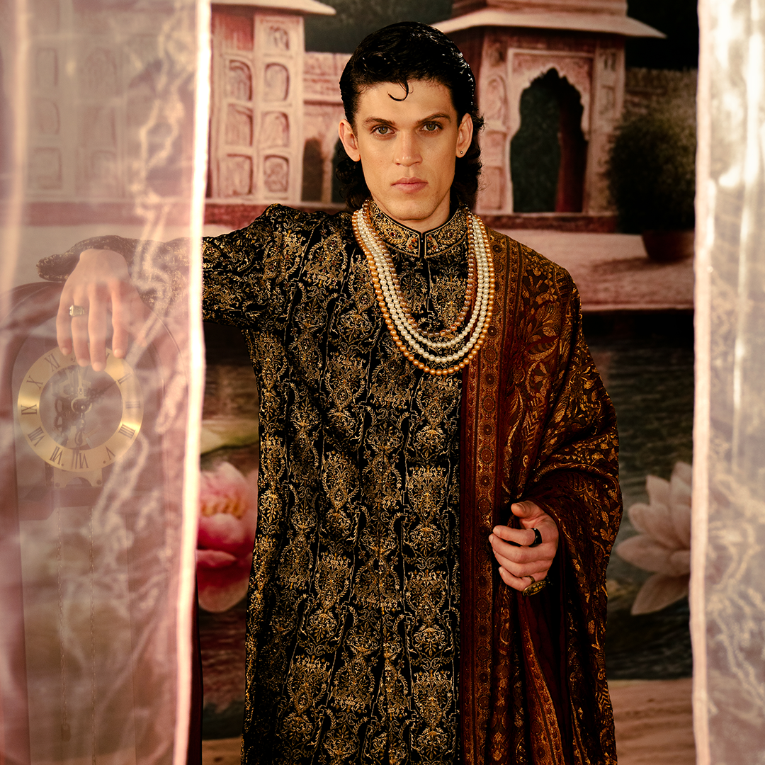 Premium Velvet Tap Shoe Embroidered Sherwani