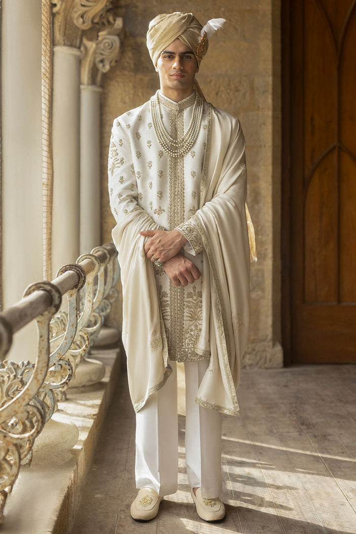 Veer – Ivory Hand-Embroidered Sherwani Set