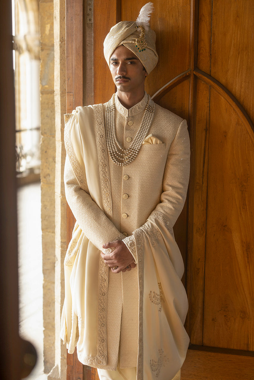 Icru – Ivory Textured Sherwani