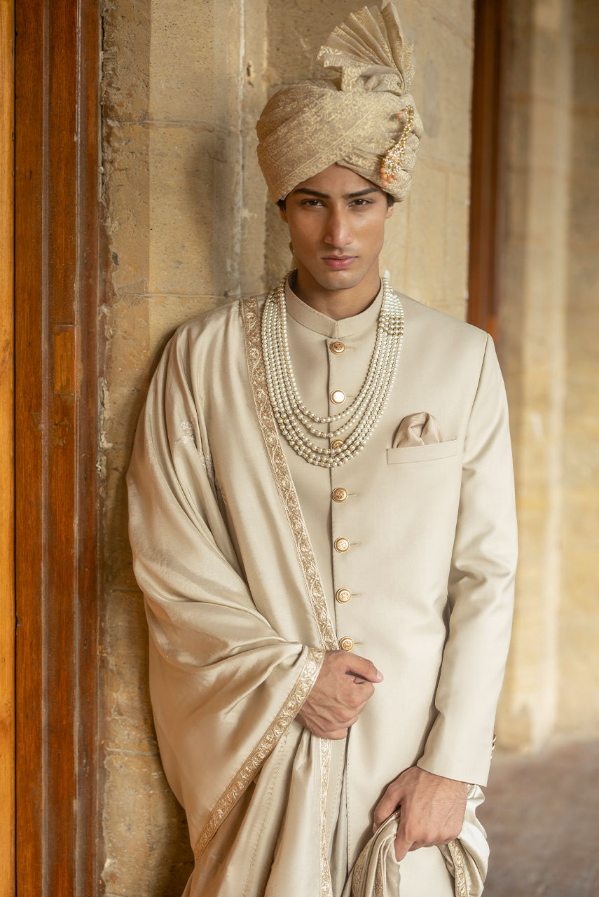 Rampur – Beige Tailored Sherwani