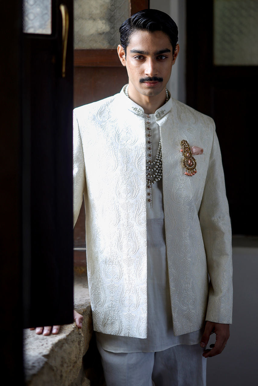 Pearl Regent – Ivory Embroidered Bandhgala