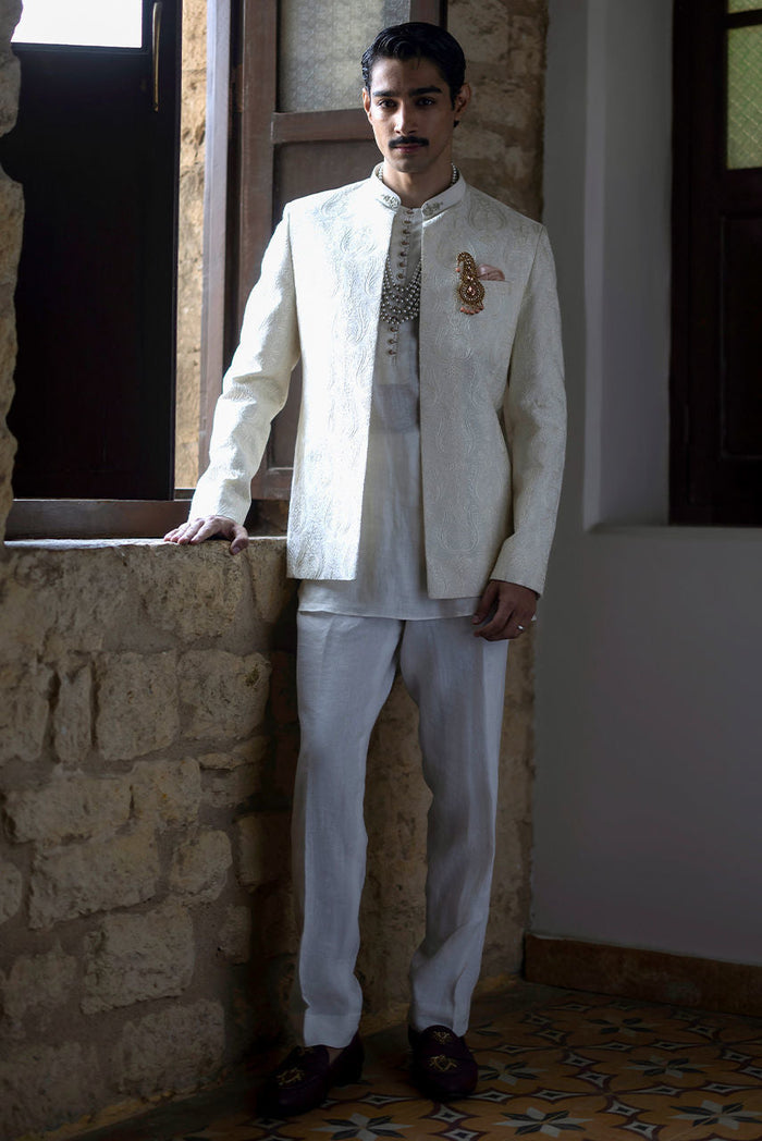 Pearl Regent – Ivory Embroidered Bandhgala