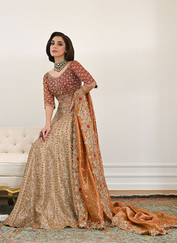 Lila Gold Lehnga Choli Bridal