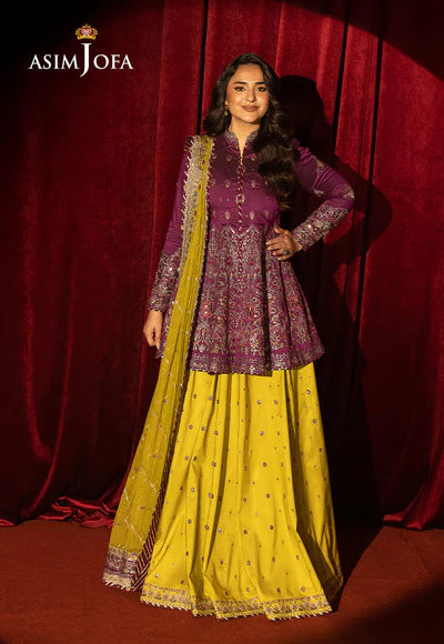 AJLFF-17 Embroidered Two Tone Cotton Silk 3 Pcs