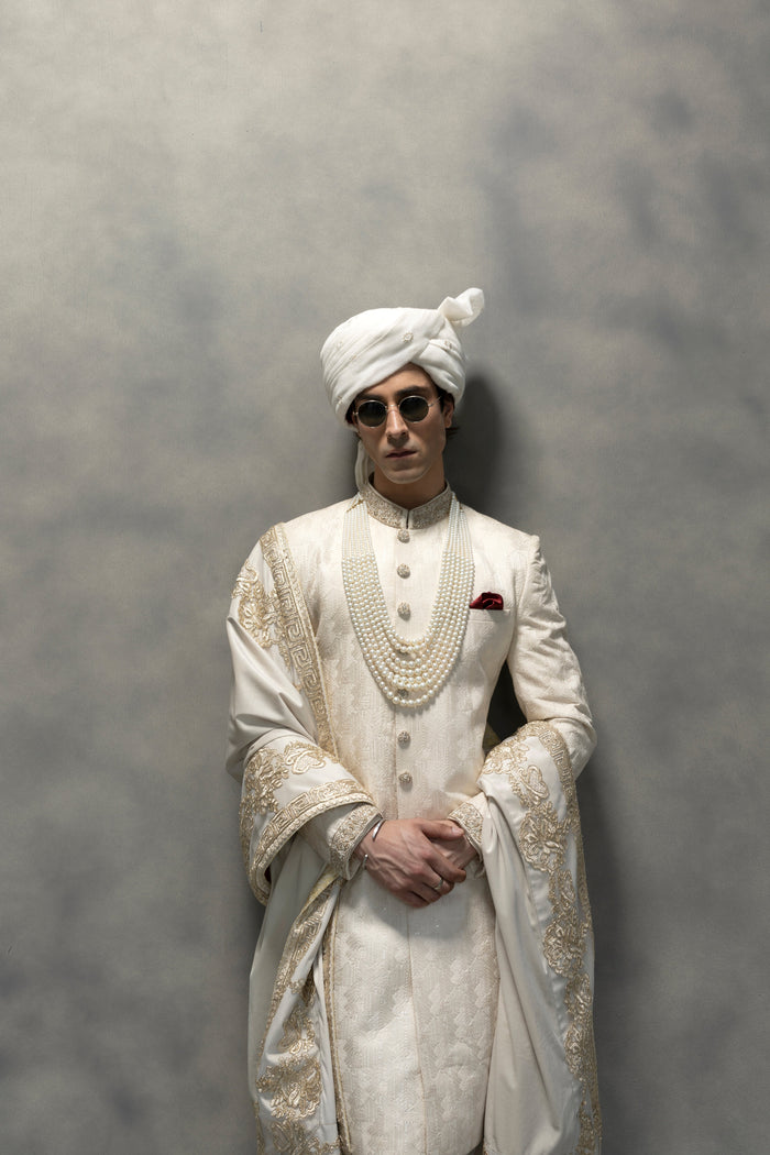 Regal Ivory Embroidered Sherwani