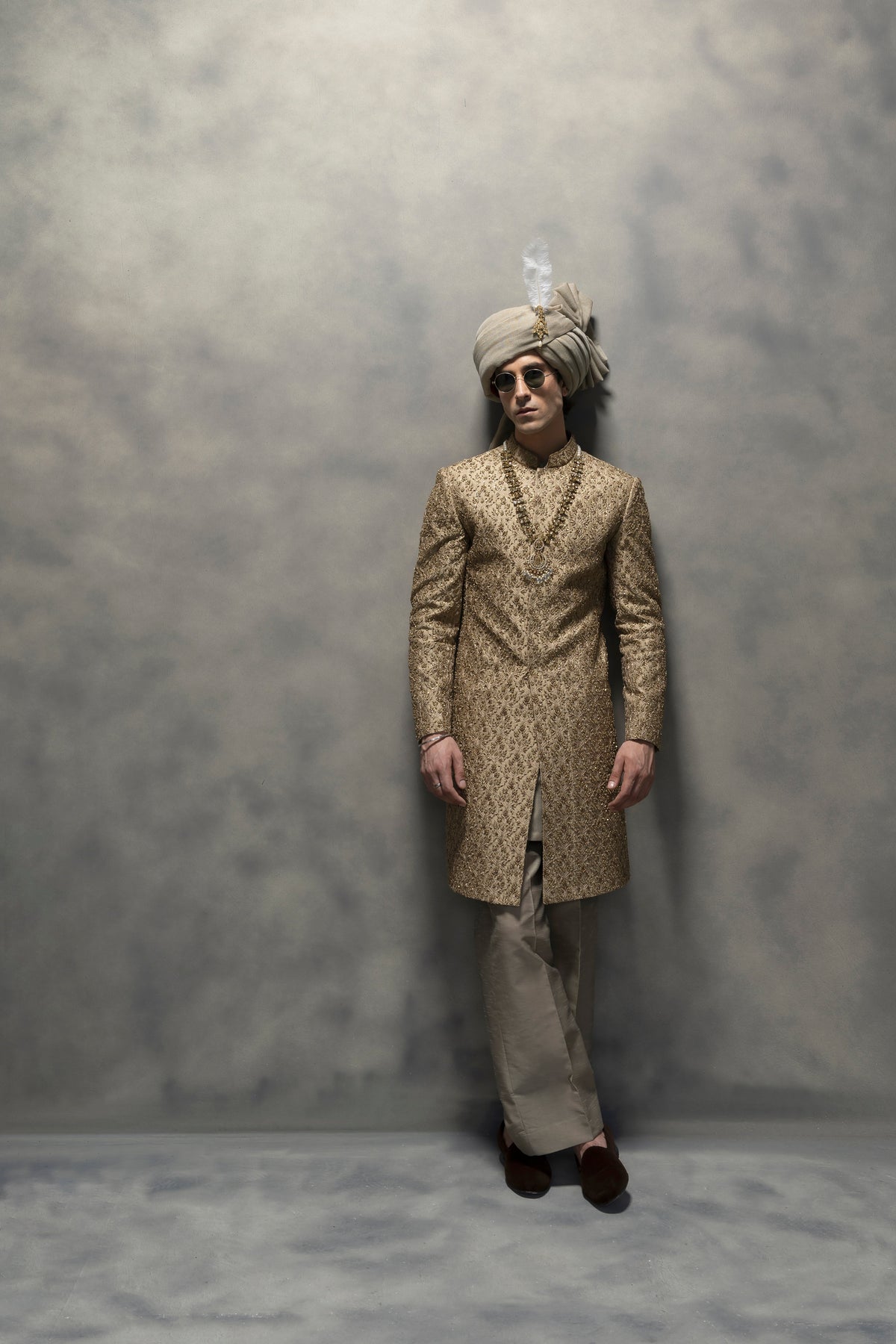 Royal Gold Handcrafted Sherwani