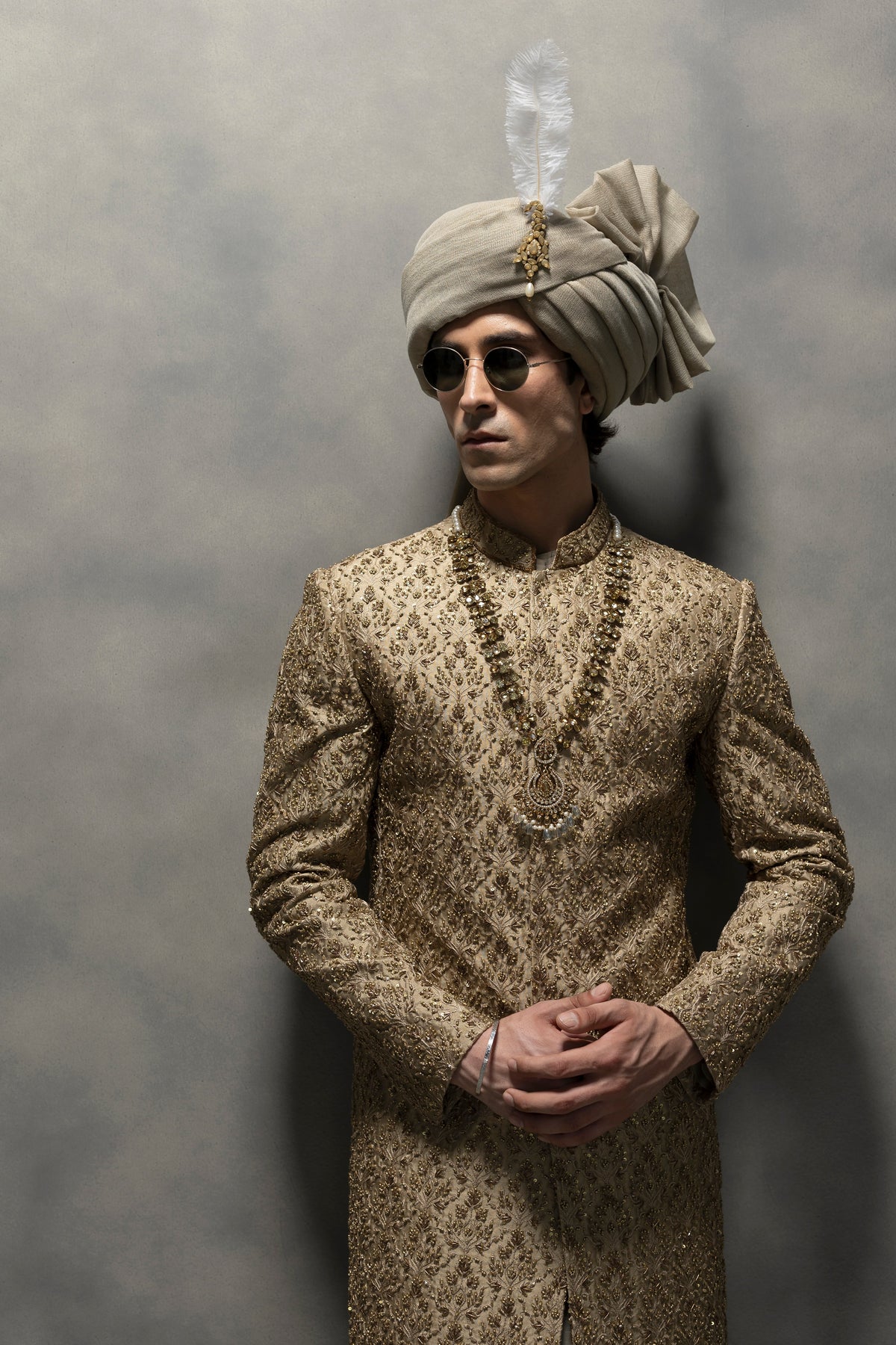Royal Gold Handcrafted Sherwani