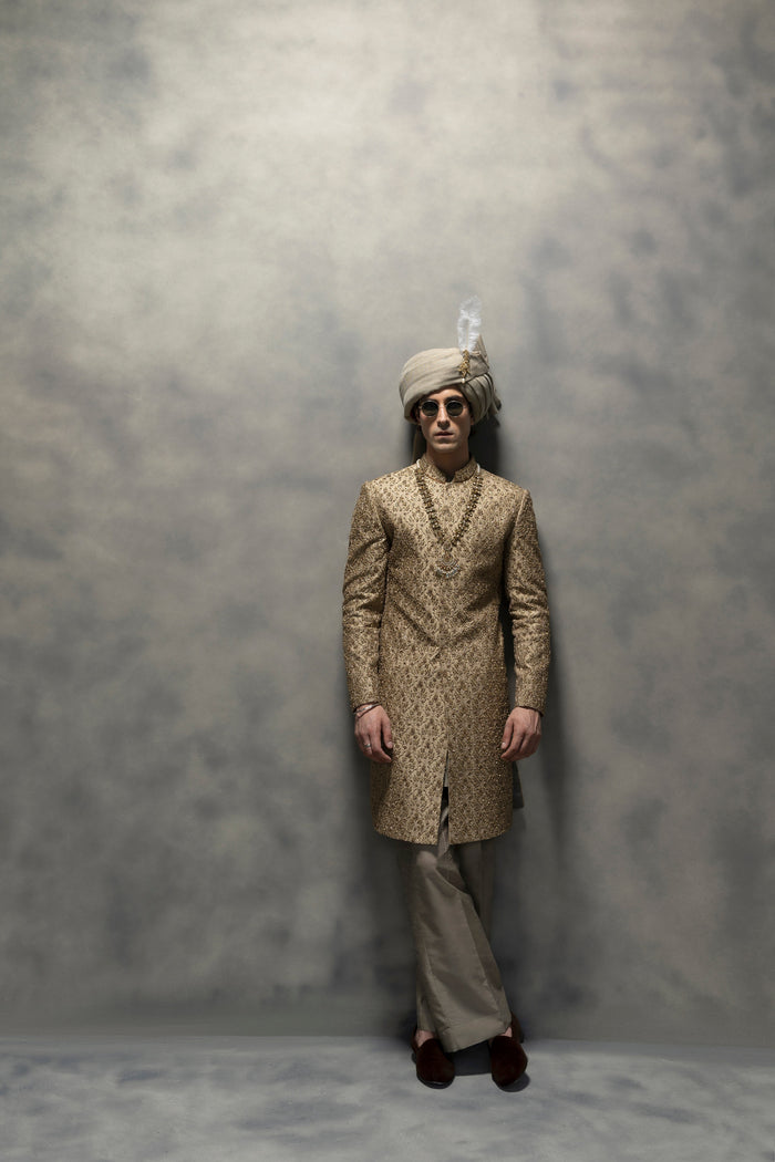 Royal Gold Handcrafted Sherwani