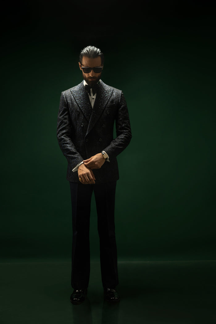 Navy Blue Embroidery 2p Tux