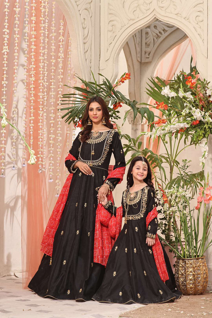 Handwork Embroidered Rawsilk Long Maxi