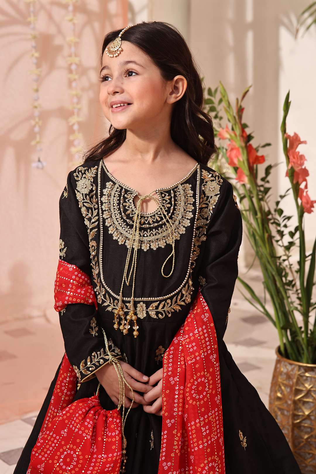 Handwork Embroidered Rawsilk Long Maxi