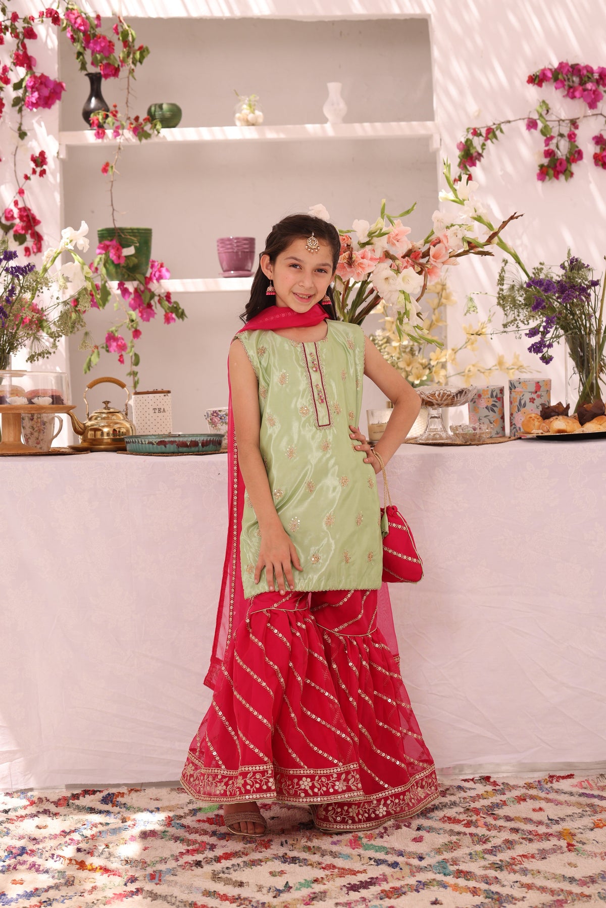 Embroidered Cotton Silk & Organza Gharara Suit