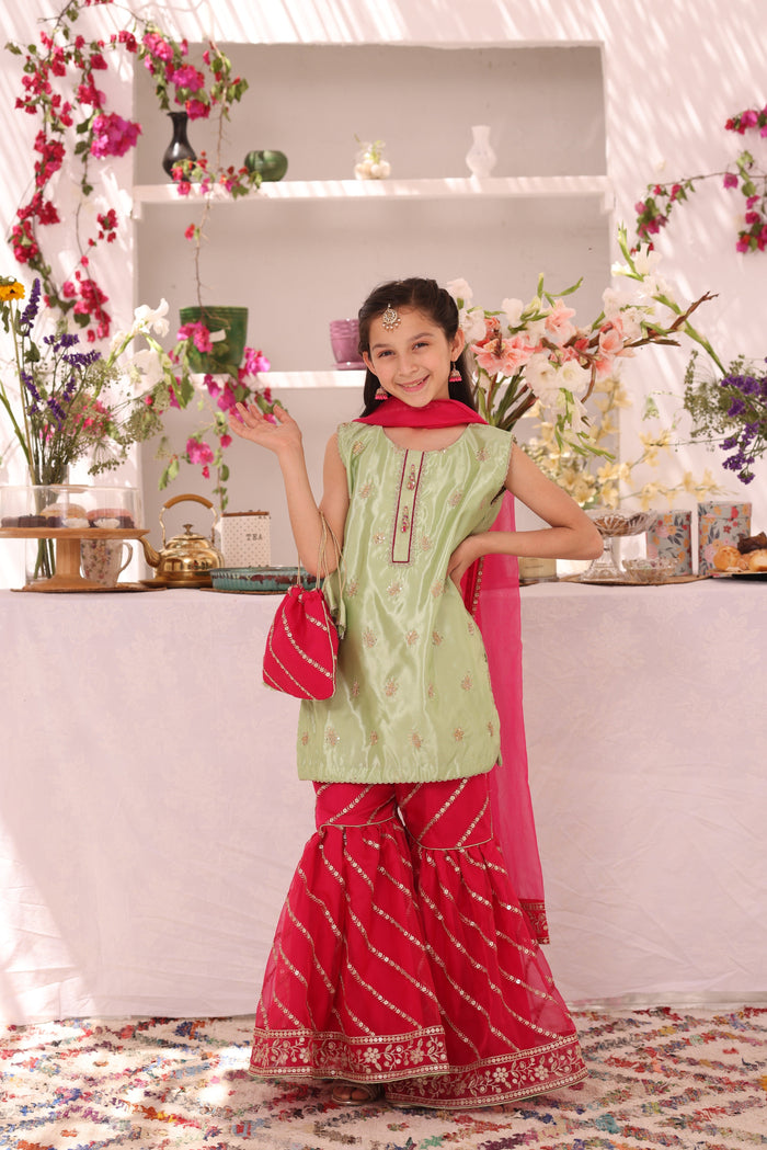 Embroidered Cotton Silk & Organza Gharara Suit