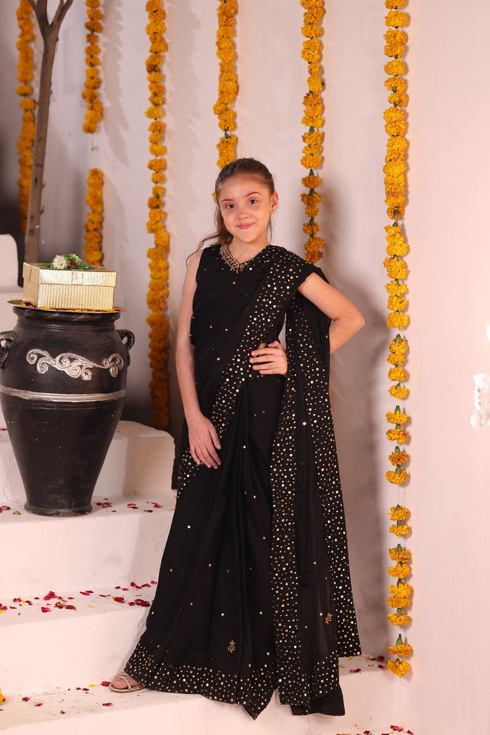 Sequins Work Chiffon Saree
