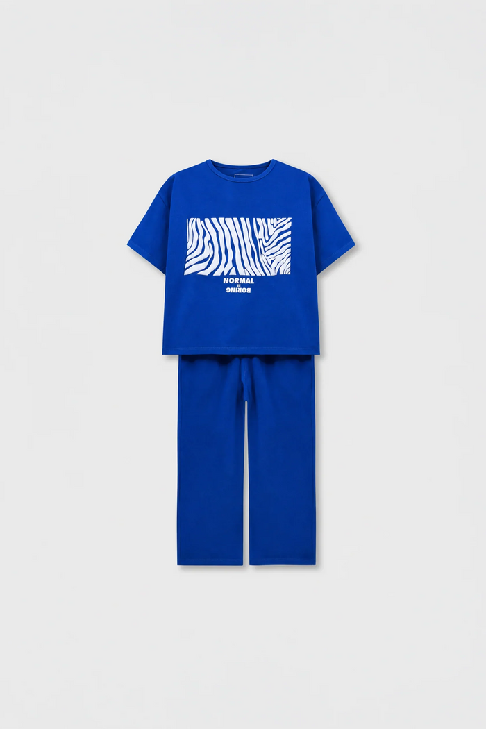 Bright Blue Graphic Jersey Co-ord Set