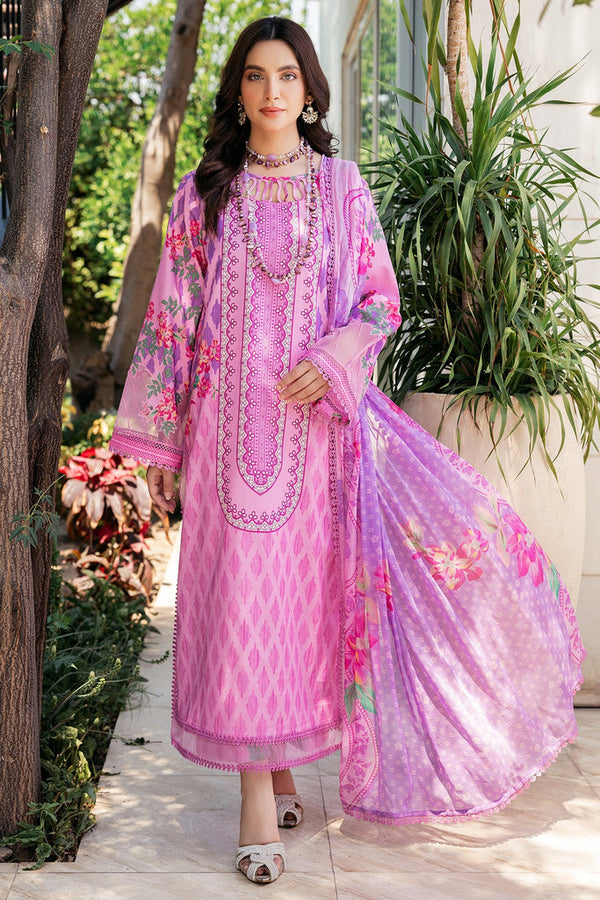 3-PC Unstitched Printed Lawn Shirt with Chiffon Dupatta and Trouser CP4-44