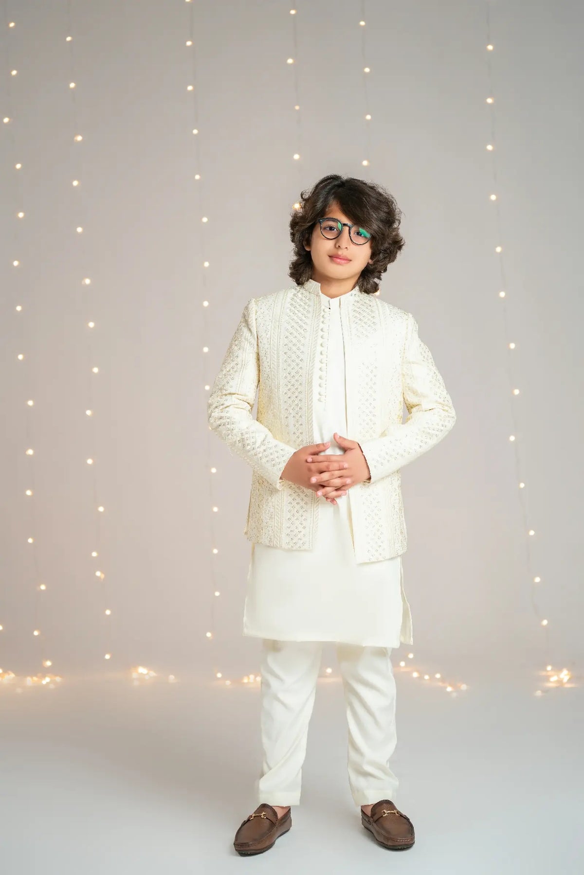 Prince Coat Open Cream Sequence