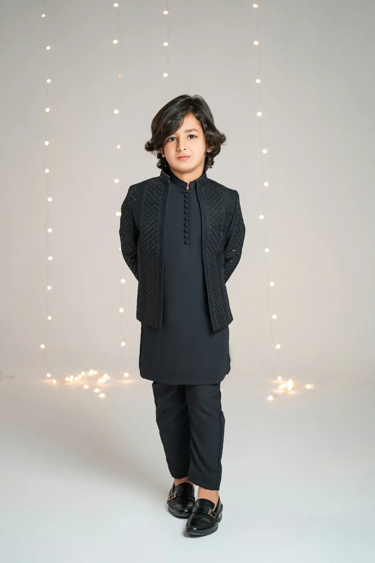 Prince Coat Open Black Sequence