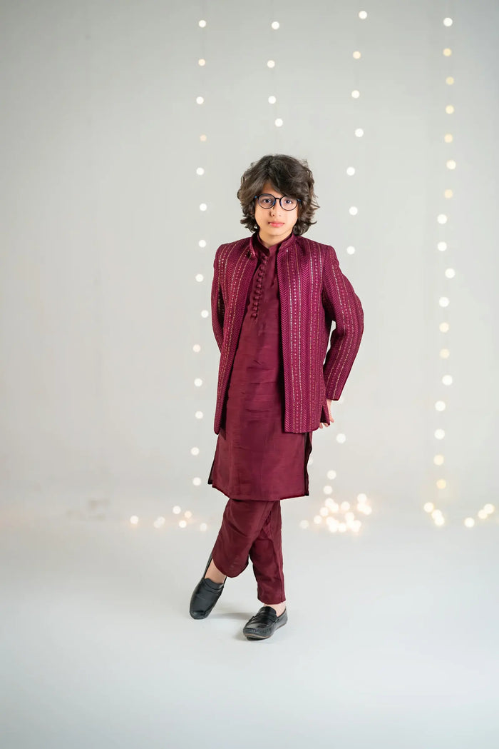 Open Prince Coat Bra Pata Maroon