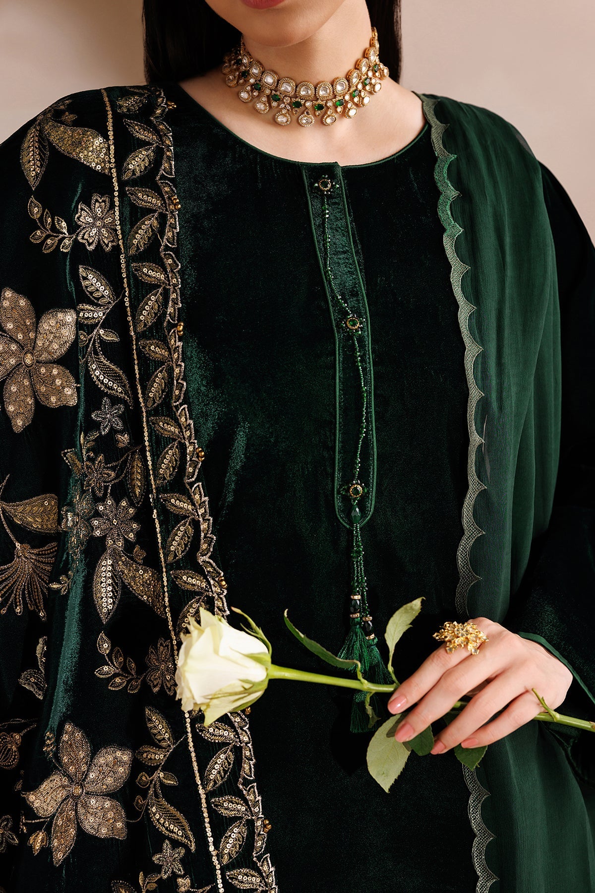 Embroidered Velvet Shawl VS-65