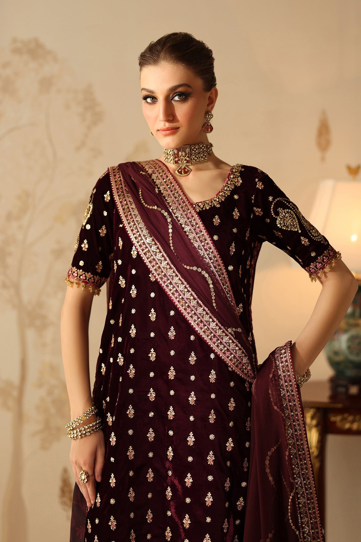 Embroidered Velvet UF-4313
