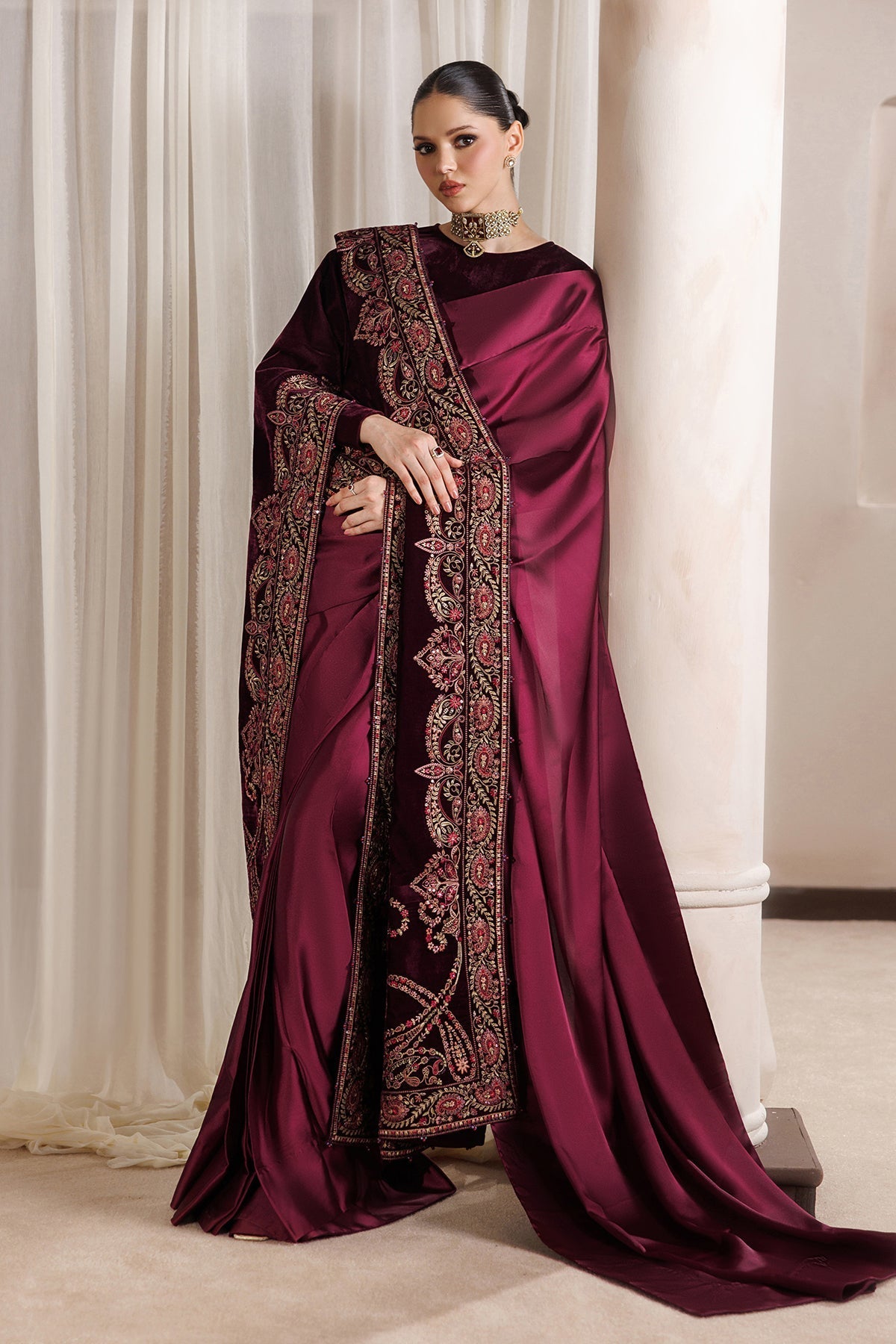 Embroidered Velvet Shawl VS-74