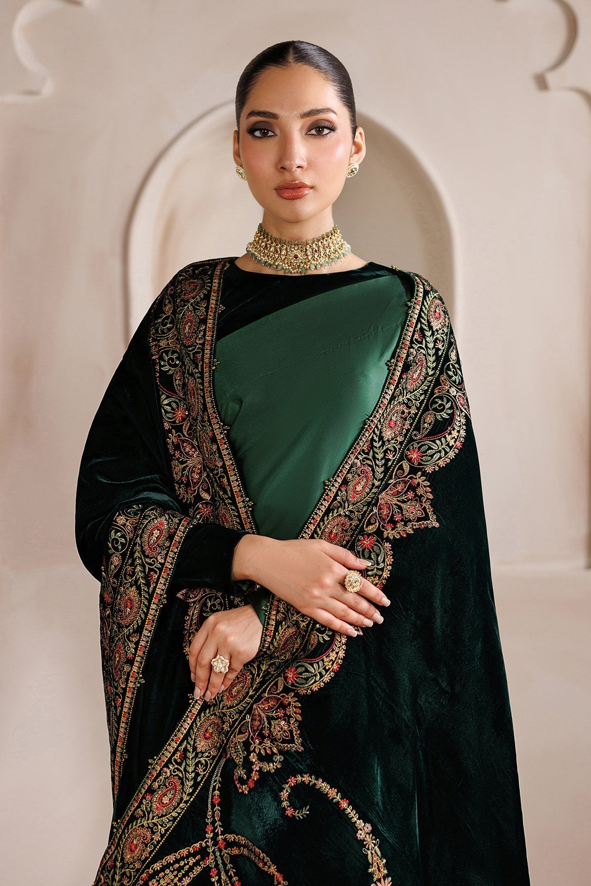 Embroidered Velvet Shawl VS-75