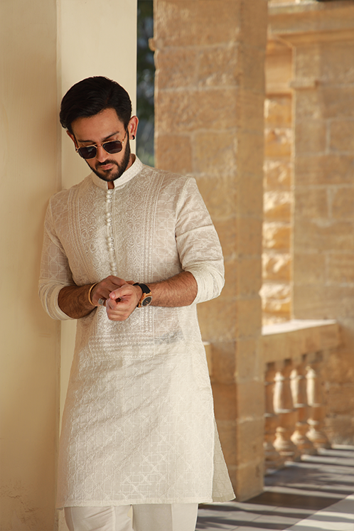 -Azan- White Kurta Pajama