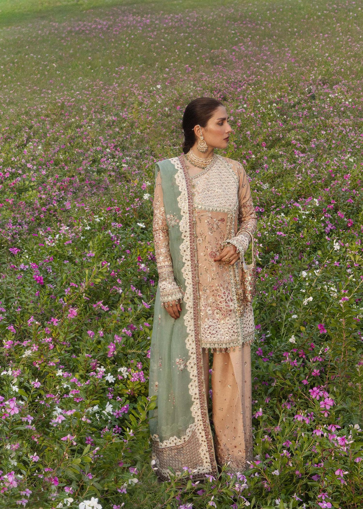 Hussain Rehar Gohar-Ara powder peach angrakha