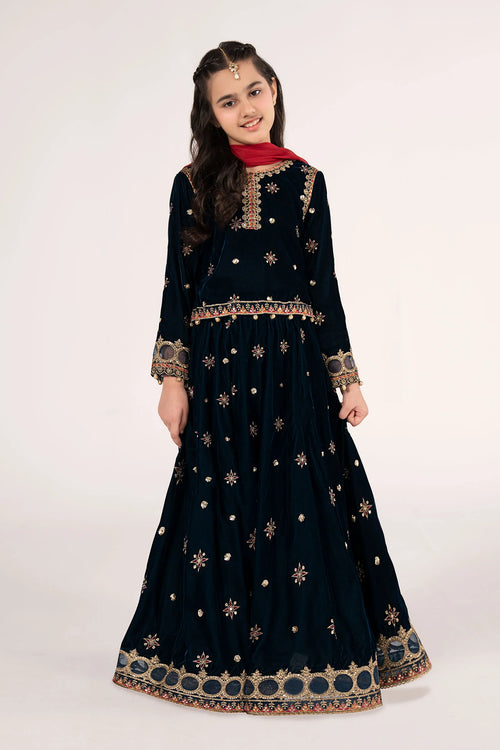 3 Piece Embroidered Velvet Suit