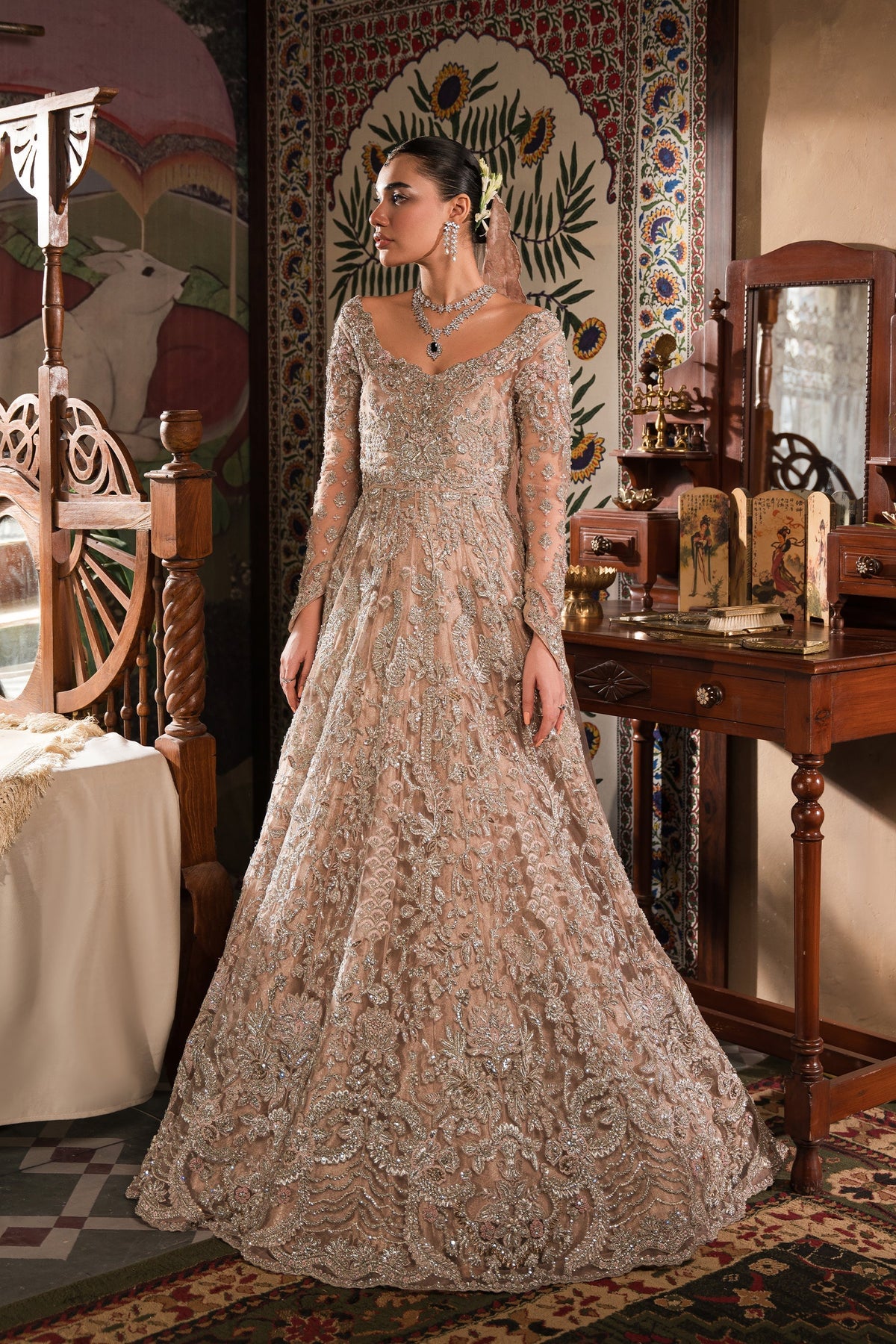 Blush Pink and Silver Dreamy Bridal Peshwas Set (BR-02)