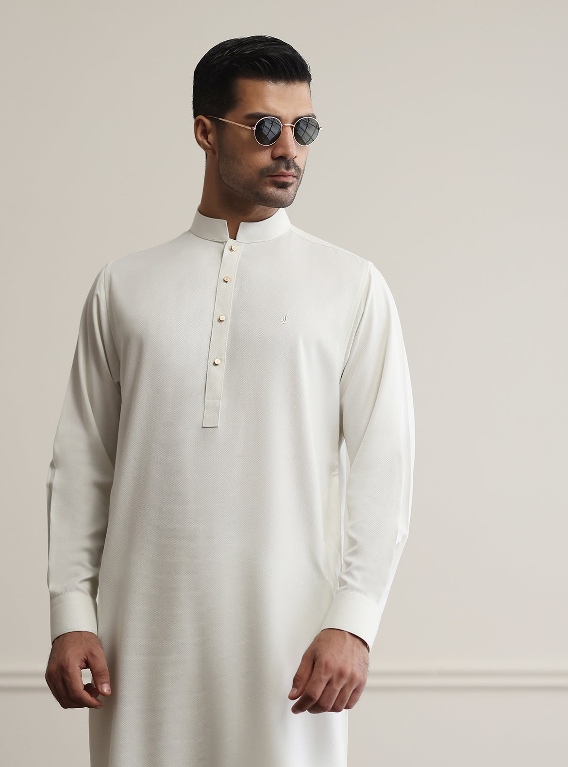 Cream Classic Kameez Shalwar