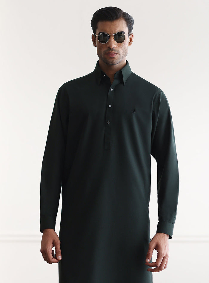 Green Textured Kameez Shalwar