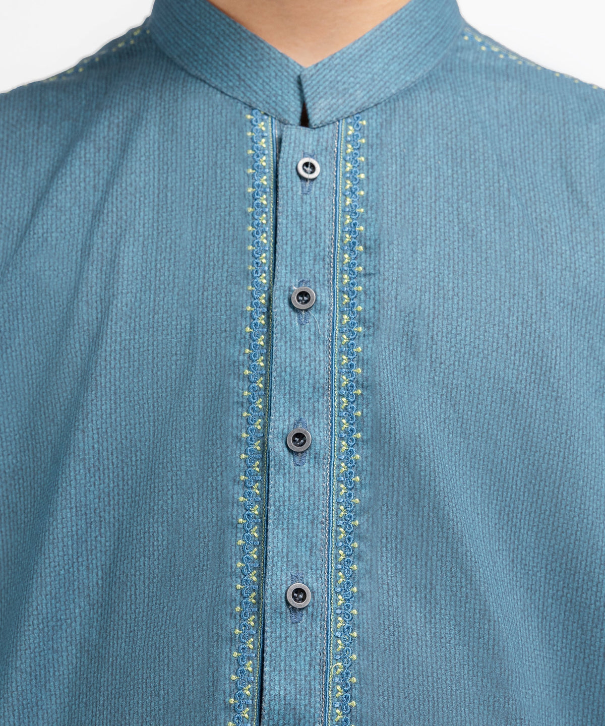 Blue Cotton Semi-Formal Printed Kurta