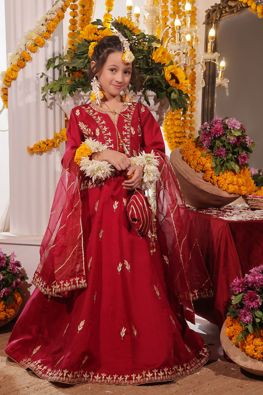 Embroidered Raw Silk Maxi