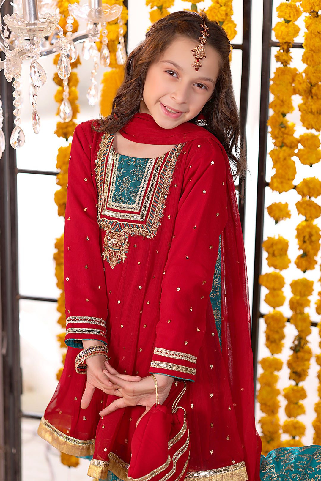 Handwork Embroidered Chiffon Gharara Suit