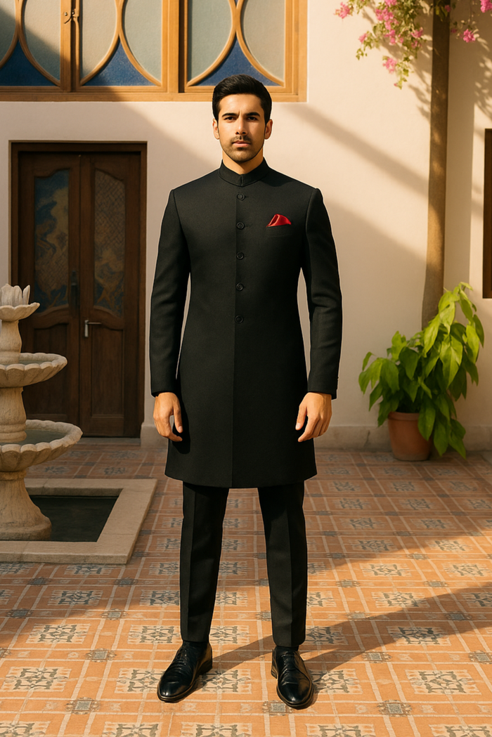 Plain Black Sherwani