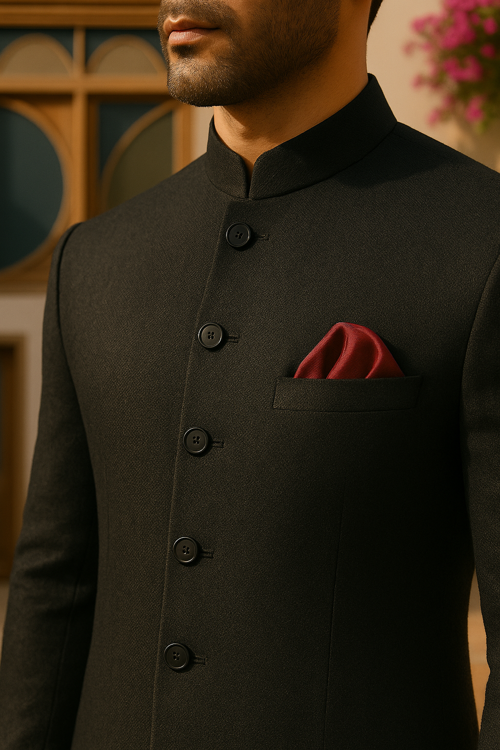 Plain Black Sherwani