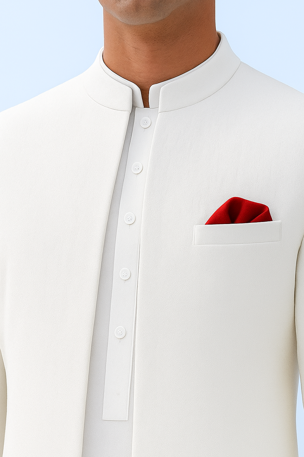 White Front Open Sherwani