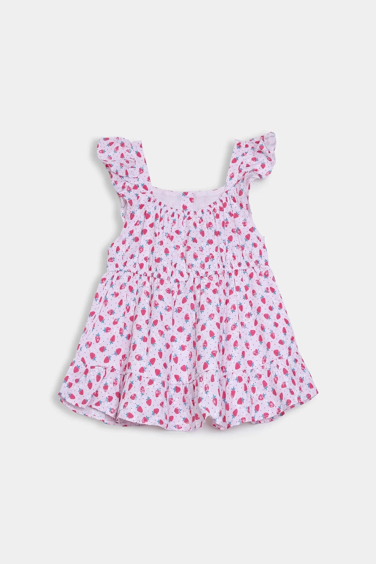 Pink Printed Ruffled Top & Shorts Co-ord Set