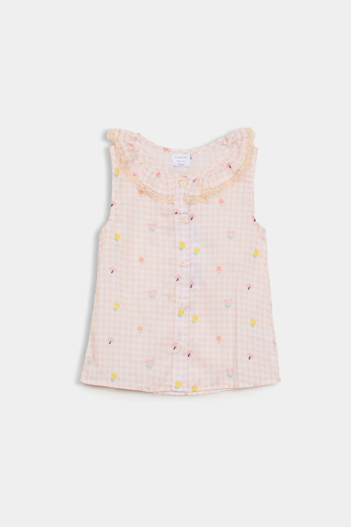 Peach Ruffle Collar Top & Shorts Co-ord Set