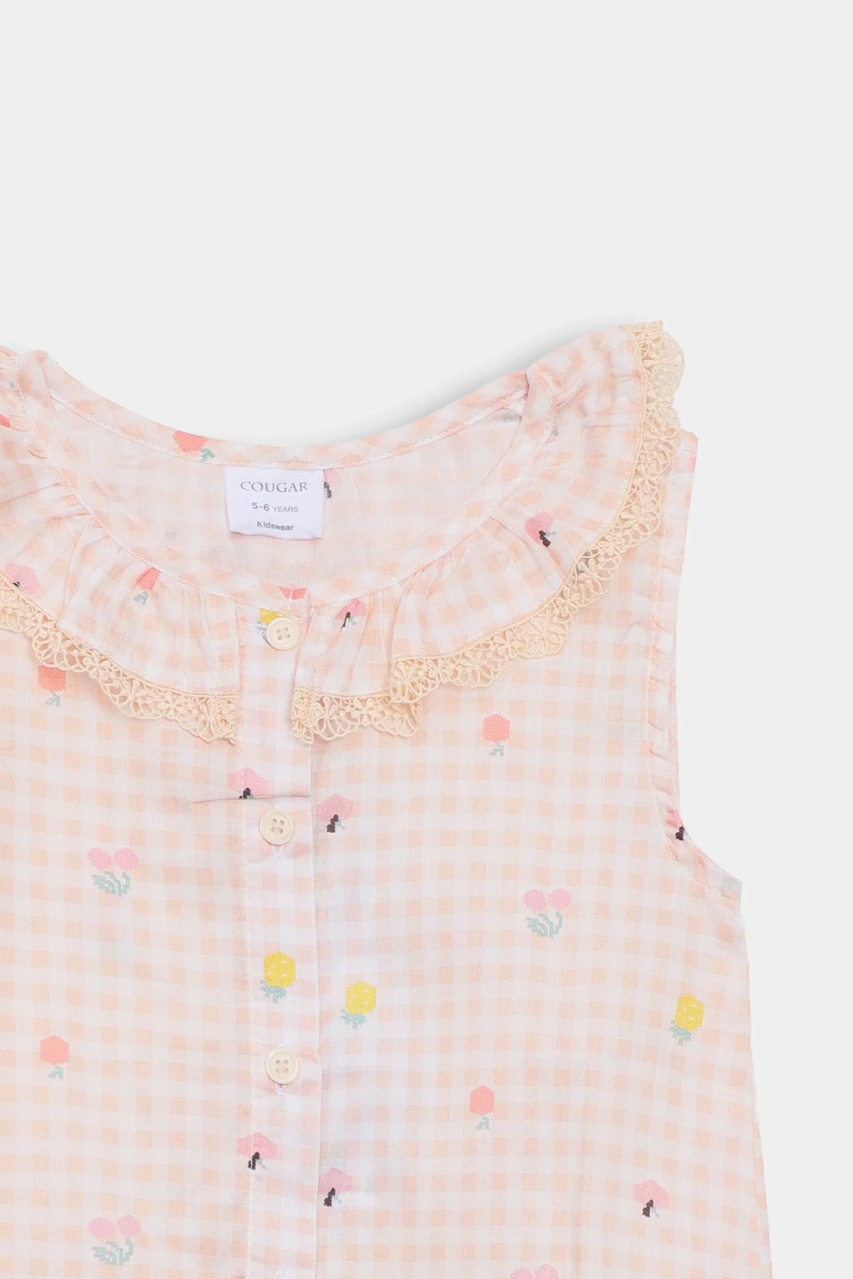 Peach Ruffle Collar Top & Shorts Co-ord Set