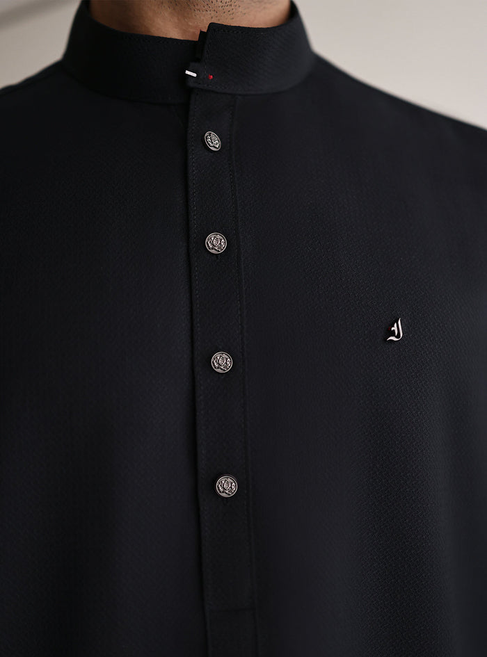 Black Textured Kameez Shalwar