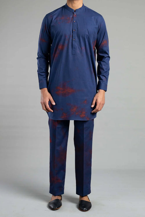 TIE DYE KURTA TROUSER NAVY BLUE
