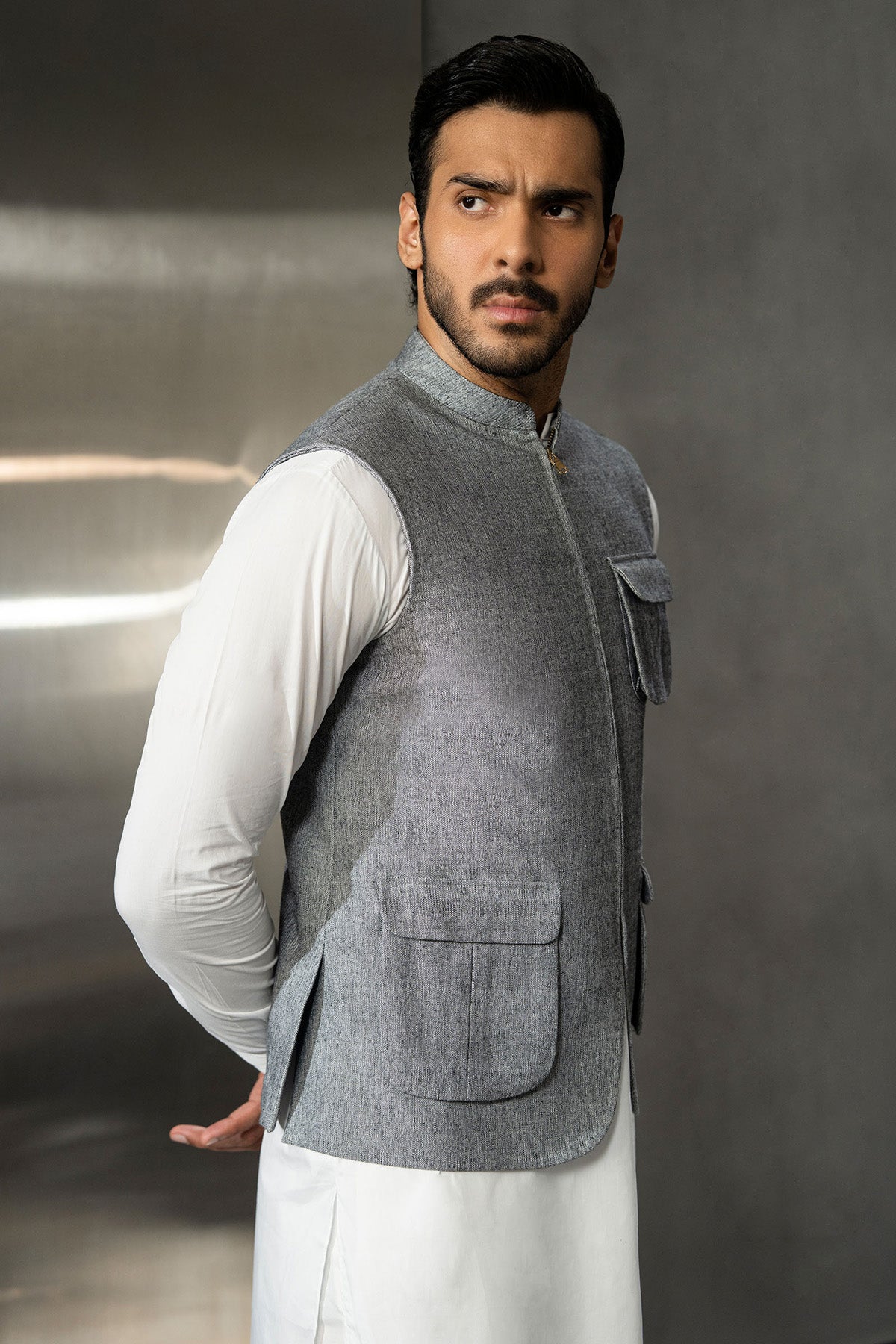 Handloomed-Waistcoat-Grey