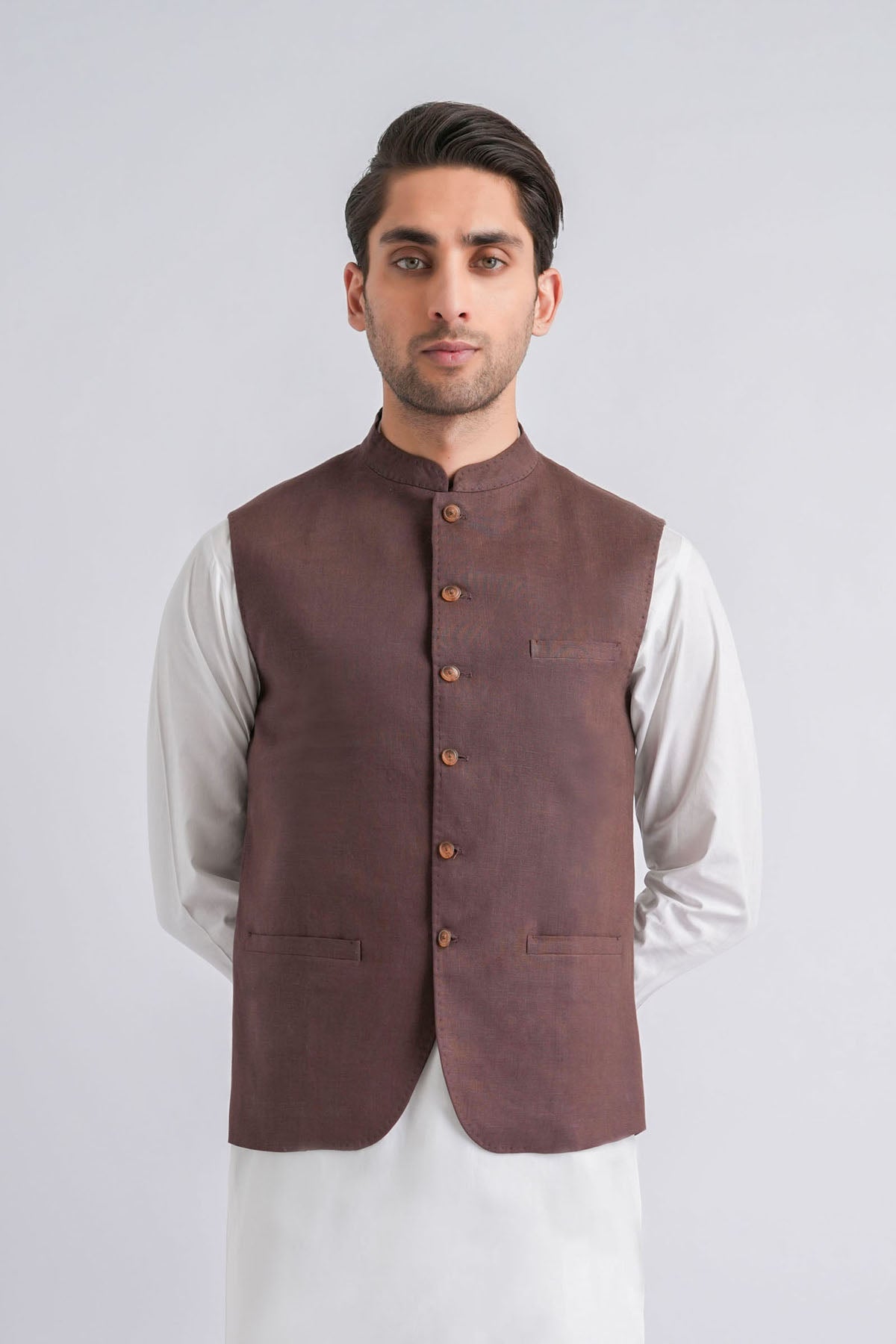 Irish-Linen-Waistcoat-Brown