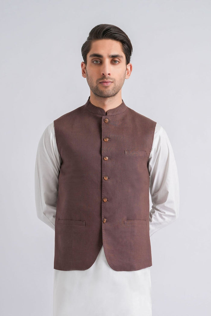 Irish-Linen-Waistcoat-Brown