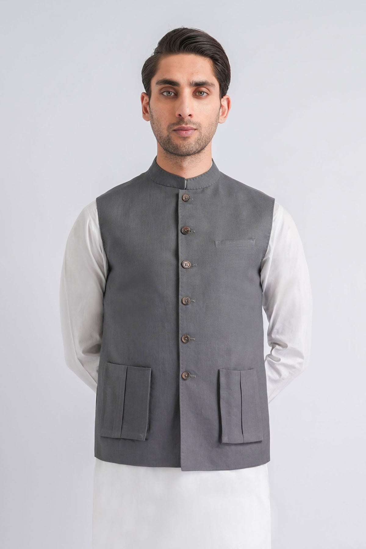 Irish-Linen-Waistcoat-Grey
