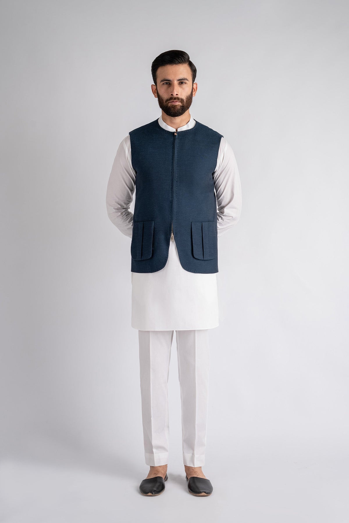 Handloomed-Waistcoat-Blue